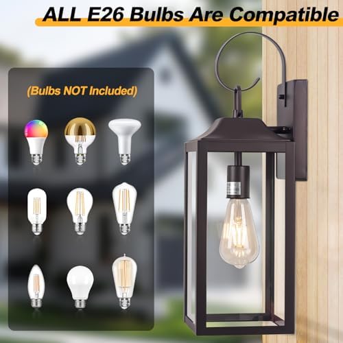 19" Large Outdoor Wall Lantern Porch Light Outdoor Bronze 2 Pack - Image 4