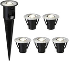 Low Voltage In Ground Lights 6PK 0.6W LED Spotlights 12V AC Outdoor Light 7 Lumens Landscape Lighting Kit 3200K with Spike Stake and Connector for Pathway Garden, Yard, Lawn by LLLIGHTINGLIVING