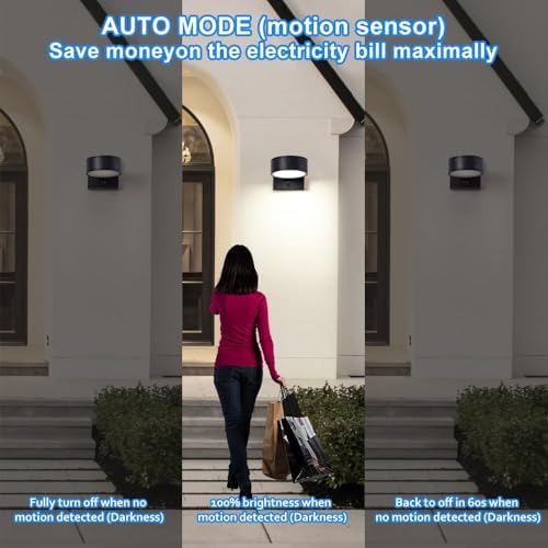 Motion Sensor Outdoor Lights, Aluminum Outdoor Wall Sconce, LED Porch Lights, Exterior Lighting fixtures, Waterproof 3000K/4000K/5000K Front Porch Light for Garage Enterway - Image 2