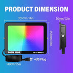 AUXTINGS 2 PCS 200W RGB LED Flood Light Outdoor,1600W Equivalent 20000LM Smart Landscape Lighting with APP Control,DIY Scenes,Timing,2700 Warm White Light,Color Changing Uplight,Waterproof US Plug - Image 2
