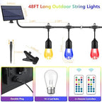 48FT Solar Outdoor RGB String Lights Waterproof Shatterproof - Image 6