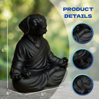 OLOMA Concrete Meditating Dog Statue Heavy Stone Garden Sculpture Weather Resistant Outdoor Indoor Decor for Patio Lawn Yard Entryway Meditation Space Accent Feature - Image 2
