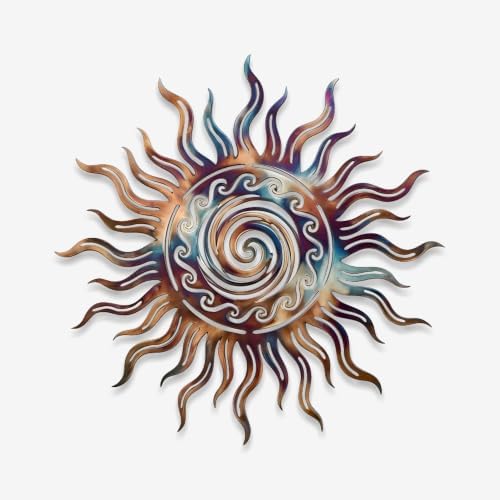 Sun Metal Wall Art Celestial Decorative Plaque Rustic Iron Decor for Living Room Bedroom Patio Garden Outdoor Indoor Hanging Ornament (24 INCH) - Image 2