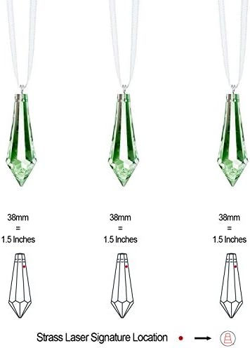 SunCatchers for Windows Swarovski Crystals Light Green Drop Prisms Hanging Ornament Pendants, 3-Pcs - Image 2