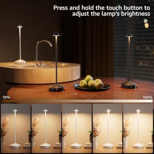Cordless LED Table Lamps,Portable Battery Desk Lamp,2 Pack,White - Image 3