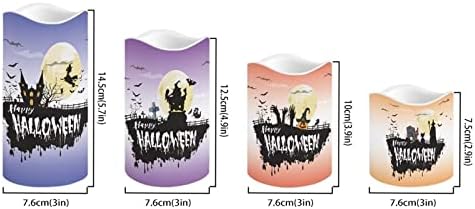 Halloween Flameless Candles with Remote Timer Real Wax Realistic Flickering Battery Operated LED Tealight Pillars with Pumpkin Castle Bat Spider Witch for Halloween Party Decorations - Image 2