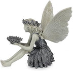 Resin Fairy Bird Feeder Statue, Sitting Winged Girl Garden Figurine with Flower-Shaped Bowl, Gray Outdoor Yard Patio and Porch Decor, 1 Pack - Image 5