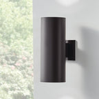 Kichler Cylinders 15" 2-Light Outdoor Cylinder Wall Sconce in Architectural Bronze, (15" H x 5.75 W), 9246AZ - Image 2