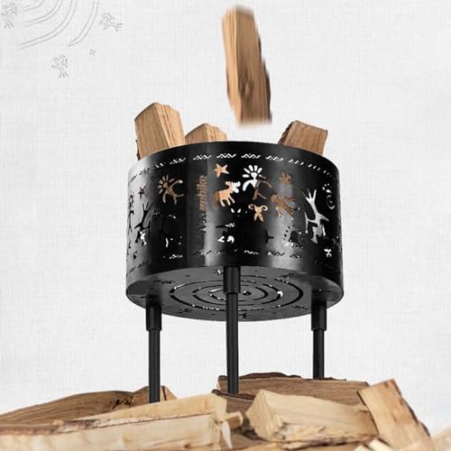 BNEI Outdoor fire Pit, Garden Multifunctional Heating Stove, Beautiful Texture Pattern, Metal, Multiple Sizes and Specifications, Suitable for a Variety of Fuels (30CM) - Image 2