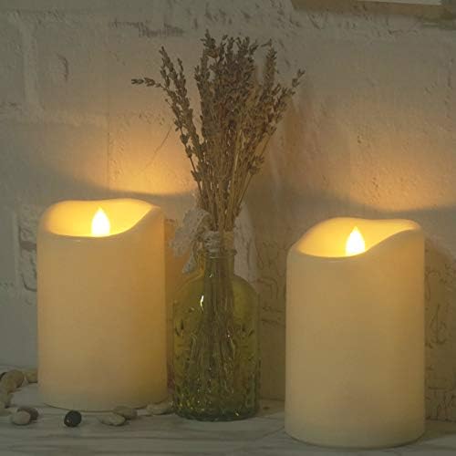 Large Outdoor Battery Operated Flameless Candles Remote 4”x6” 2 PCS Ivory - Image 4