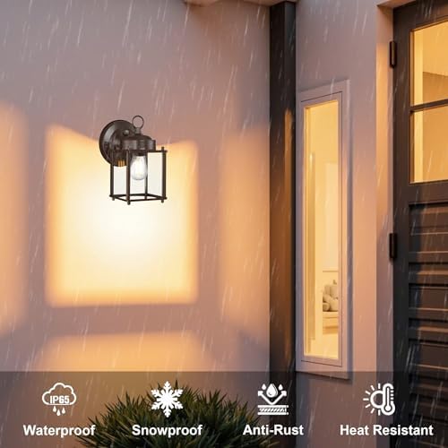 GRUENLICH Outdoor Wall Light Fixture, Clear Glass, Bronze, 2 Pack - Image 3