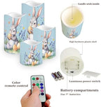 Rabbit Easter Eggs Flickering Flameless Candles Battery Operated Candles Set of 4 with Remote Control Timer Color Changing Pillar Candles Bulk Tea Lights Home Table Easter Decoration - Image 3