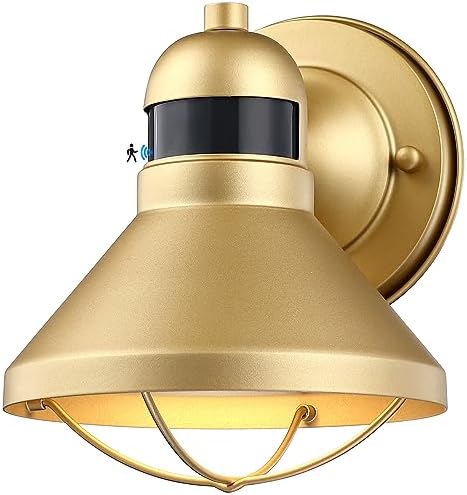 LONEDRUID Dusk to Dawn Motion Sensor Outdoor LED Barn Light Fixture Gold by LONEDRUID