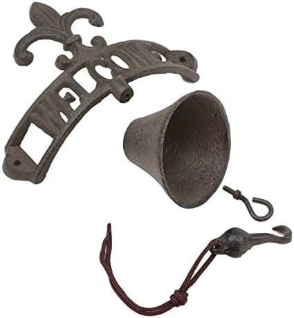 Ebros Gift Cast Iron Rustic Vintage Fleur De Lis Crown with Welcome Word Sign Door Wall Dinner Yard Bell Outdoor French Southwestern Farmhouse Accent Bells - Image 6