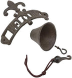 Ebros Gift Cast Iron Rustic Vintage Fleur De Lis Crown with Welcome Word Sign Door Wall Dinner Yard Bell Outdoor French Southwestern Farmhouse Accent Bells - Image 6