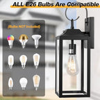 19" Large Black Dusk to Dawn Outdoor Wall Lantern Porch Light Outdoor - Image 5