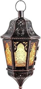 NEEDOMO Moroccan Table & Hanging Lanterns, Amber Metal Lanterns Decorative Indoor/Outdoor, Table, Patio, Porch, Shelf, Gothic Home Decor - Image 3