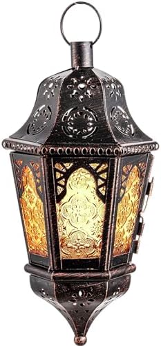 NEEDOMO Moroccan Table & Hanging Lanterns, Amber Metal Lanterns Decorative Indoor/Outdoor, Table, Patio, Porch, Shelf, Gothic Home Decor - Image 3