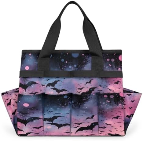 Bat Garden Tool Bag Organizer Heavy Duty Halloween Bat Gardening Tote Bag with 10 Pockets for Women Men Gardening Gifts by Home