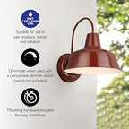 Design House Mason Farmhouse Gooseneck Barn Light, Outdoor Exterior Porch or Patio Wall Light Fixture, Rustic Red, 8 Inch Diameter, 1-Pack, 520559 - Image 4