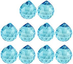 Queenbox 10pcs 30mm Crystal Suncatcher Prism Ball Rainbow Hanging Pendants Maker with Hole for Chandelier Feng Shui Window, Light Blue by Queenbox