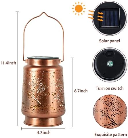 ANYTALK Tree of Life Solar Lantern Lights, Outdoor Lanterns Garden Decor, Hanging Solar Lantern for Backyard Porch Patio Table Yard Balcony Lawn Pathway, Gifts for Women Grandma Mom, 1PCS - Image 5