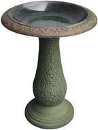 Tall Bird Bath for Outside 23 Inch Roman Green - Stone-Resin Composite Pedestal Birdbath Bowl - Decorative Standing Outdoor Garden Decor for Front Porch Patio Yard Backyard Lawn Ornament by Austram