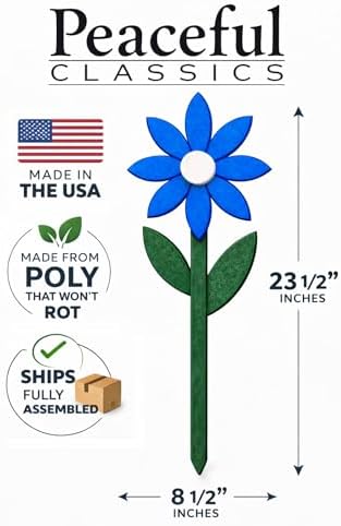 Peaceful Classics Poly Flower Garden Stake, Amish Made, Outdoor Decor, Blue - Image 3