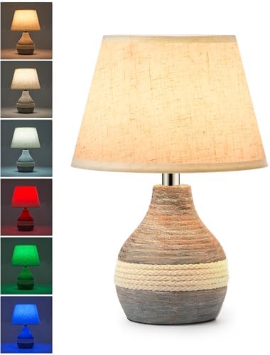 UMEXUS 10" Small Ceramic Cordless Table Lamp, Rechargeable Battery, Coastal by UMEXUS