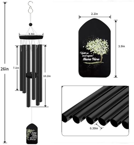 Personalized Sympathy Wind Chime, Memorial Wind Chimes Outdoor Deep Tone, Wind Chimes for Loss of Loved Father/Mother/Lover, Bereavement/Sympathy/Memorial Gifts for Remembrance - Image 2