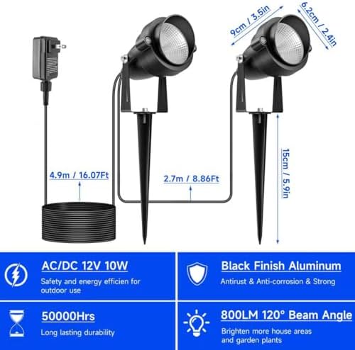 Outdoor Christmas Spot Lights with Timer, 10W Metal RGB LED Landscape Spotlights with 16 Color Changing for Yard, House, Garden, Holiday Decor (2 Lights) - Image 4