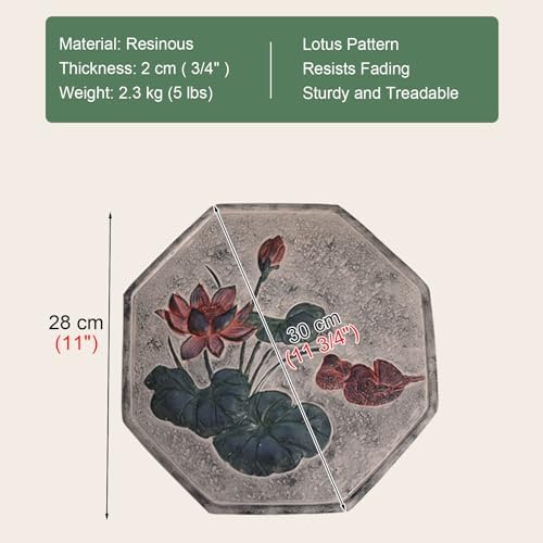 Kunovo Oriental Style Stepping Stone for Decor, Eco-Friendly Resinous Garden Step Stones, Octagonal Courtyard/Path/Lawn/Backyard Decorative Stone (Size : Lotus), 58741 - Image 4
