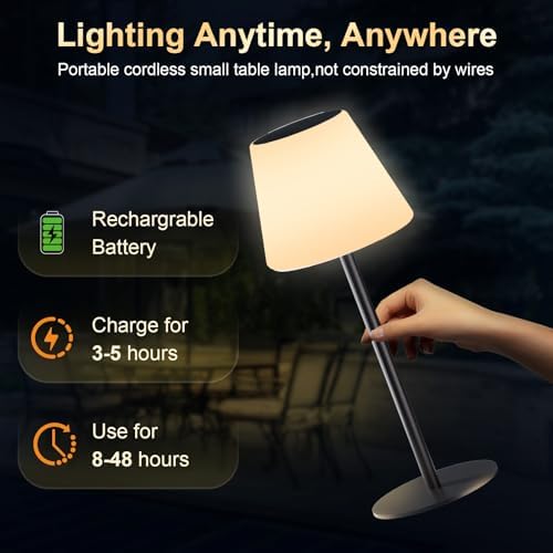 Solar Table Lamp Rechargeable Outdoor Solar Lamps with Light Sensor,Battery Operated Outdoor Lamps for Patio Waterproof,Dimmable Warm White and RGB LED Patio Lamp for Outside Terrace. - Image 4