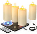 Yme Waterproof Rechargeable Pillar Candles Flickering with Remote Timers by Yme