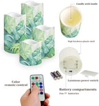 Flameless Light Candles for Home Room Decor Battery Operated Candles with Color Changing Timer Remote Flickering Fake Pillar Candles Tea Lights Table Decorations Green Leaves - Image 3