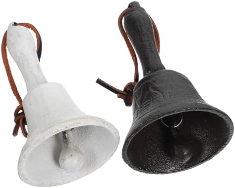 2pcs Cast Iron Hand Call Bell Vintage Desktop Bell Xmas Decor by MAGICLULU