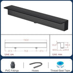 Stainless Steel Pool Waterfall Spillway for Garden Ponds - Wall-Mounted Fountain Kit, Outdoor Water Flow Decor for Patios & Backyards, Available in 16-59 Inch Widths (Black, 150cm) - Image 3