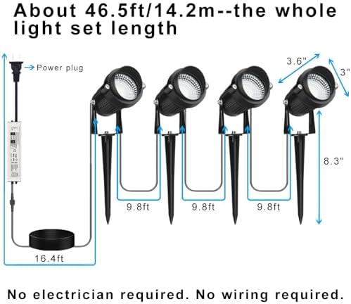 Landscape Lighting, 24W RGB Spot Lights Outdoor for Yard with Transformer & Remote 12 Colors and 19 Modes Outdoor Lights for House Lawn Tree Flag Garden Driveway Backyard Fence Plant, 4 Pack - Image 7