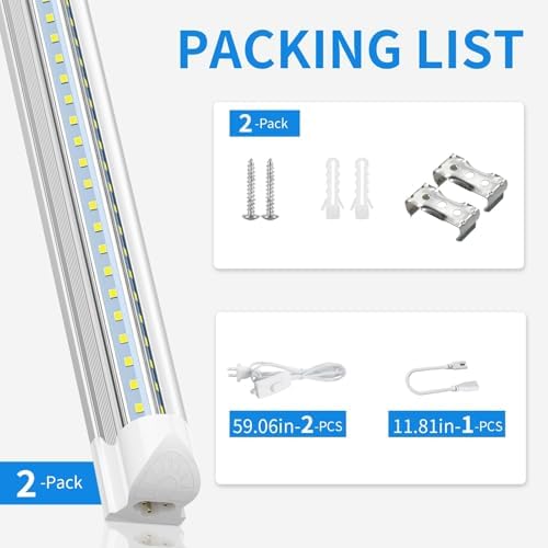 CNSUNWAY LED Shop Light 2FT, 22W 3300LM 3000K, V-Shape T8 LED Tube Light - Image 6