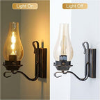 Yisuro Hardwired Wall Sconce,Oil Rubbed Bronze Hardwired Wall Sconce Indoor, Retro Rustic Wall Lamps with Amber Glass,Vintage Bedside Sconces Wall Lighting for Living Room Bathroom - Image 4