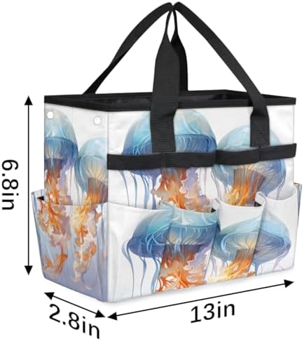 Jellyfish Garden Tool Bag Organizer Heavy Duty Animal Marine Life Gardening Tote Bag with 10 Pockets for Women Men Gardening Gifts - Image 3
