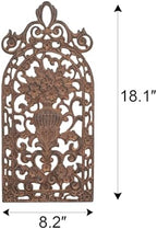 Sungmor Vintage Cast Iron Wall Plaque -Scroll and Floral Vase Design,Rust - Image 5