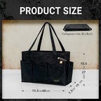 Tool Pouch, Heavy Duty 16oz Waxed Canvas Tool Bag, Rectangle Foldable Open Top Tool Bags with Handles, 10 Pockets | 15.5 x 7.5 x 10.5 Inches - Image 2