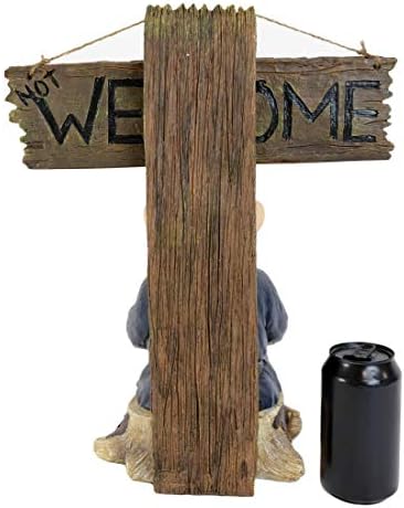 Ebros Gift Whimsical Grumpy Grinchy Rude Old Mr Gnome Dwarf Holding Axe with Welcome or Go Away Plank Sign Statue Garden Patio Outdoor Poolside Magical Gnomes Decorative Figurine - Image 6