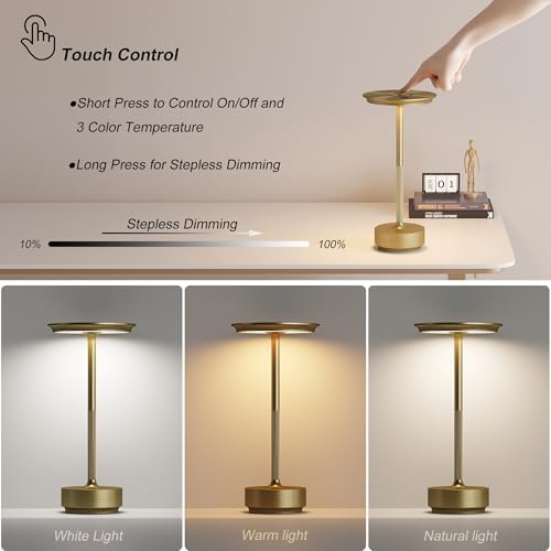 TBBGA 1 Pack Rechargeable Cordless Table Lamp, 5000mAh Battery Table Light - Image 2