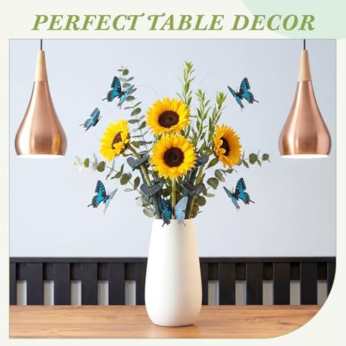 Tujoe 12 Pcs Butterfly Garden Stakes Decorative, Solar Moving Fluttering Butterfly Outdoor Waterproof Flying Butterflies Decor for Yard Pathway Garden Landscape Ornament, Battery Also Powered (Blue) - Image 6