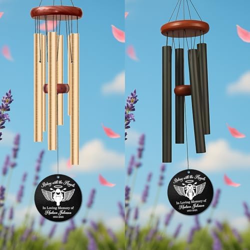 Personalized Motorcycle Memorial Wind Chime – “Riding with The Angels” Custom Name & Years – White Engraved Sympathy Gift for Loss of Loved One – Biker Remembrance Windchime for Outdoor Tribute - Image 4