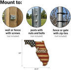 Florida "Home" State Shape Sign — Vintage American Flag Wall Decor — UV-Printed Aluminum (Not Real Wood) — Patriotic State Pride Art for Indoors & Outdoors — Made in USA - Image 3