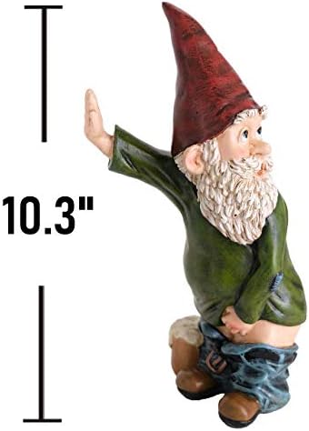 Gnome Statue - 10.3" Tall Polyresin - Willy The Peeing Garden Gnome for Lawn Ornaments, Indoor or Outdoor Decorations - Red and Green Funny Gnomes - Image 5