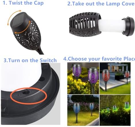 Solar Outside Torch Lights, Outdoor LED Flickering Flame for Garden Decor - 6 Pack, Waterpoorf Landscape Auto On Off Solar Powered Lights for Patio Lawn Yard Driveway Pathway - Image 4